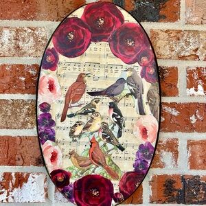 Wood Floral Bird Wall Art Decor